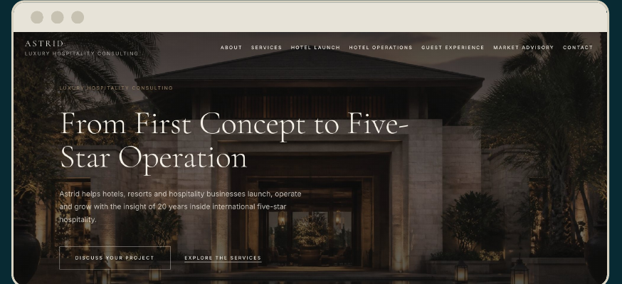 The website Astrid built with Alive24